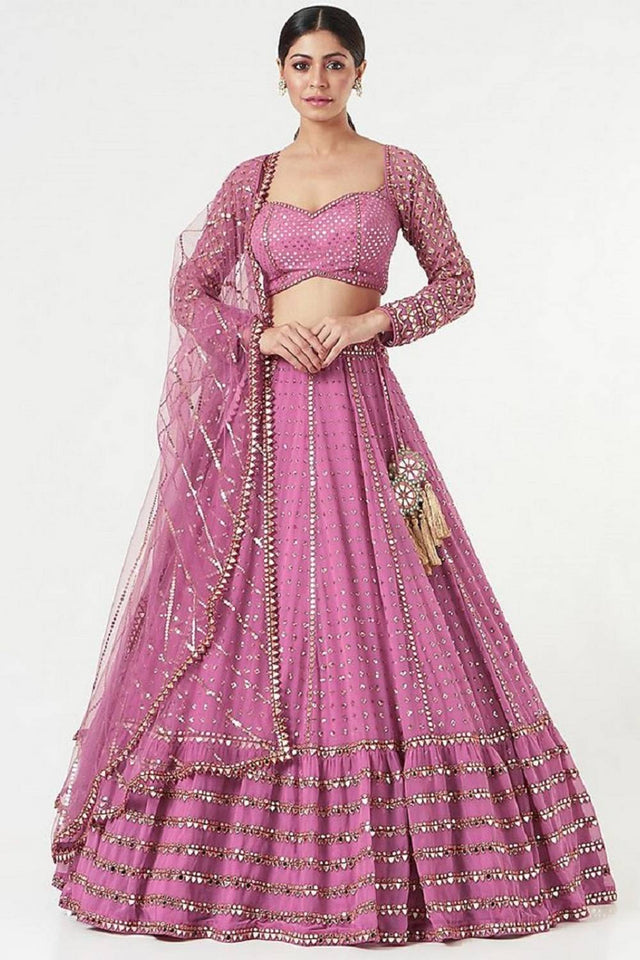 Pink Gotta Patti Georgette Lehenga
