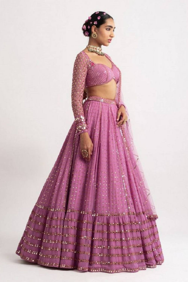 Pink Gotta Patti Georgette Lehenga