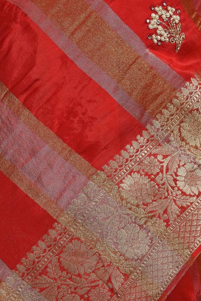 Red Woven Silk Blend Saree (RBMRRZ6C3829)