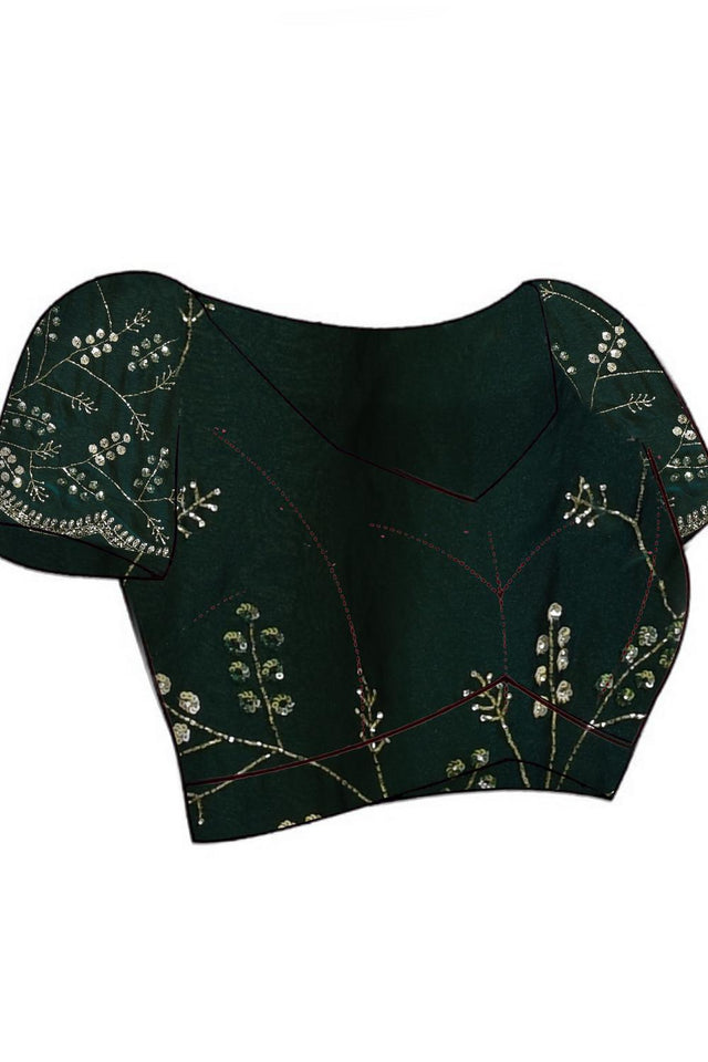 Green Sequin with Embroidered Tissue Saree (RDIGGW6B3742)