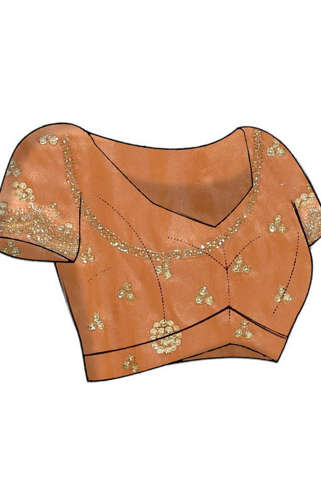 Peach Embroidered Tissue Saree (RDIHHZ6B3725)