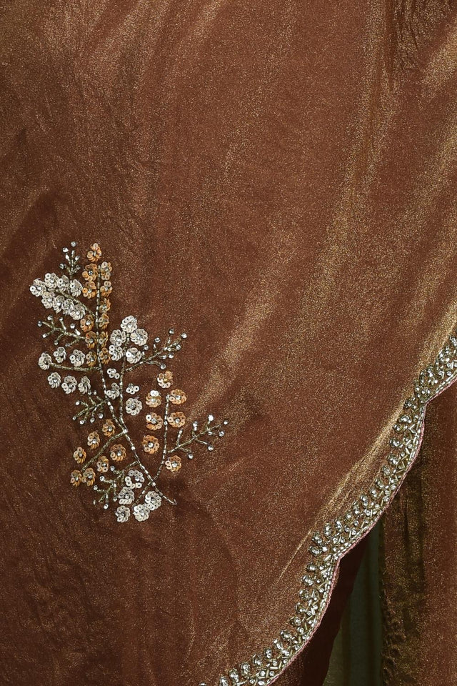 Brown Sequin Tissue Saree (RDINNW6C3798)