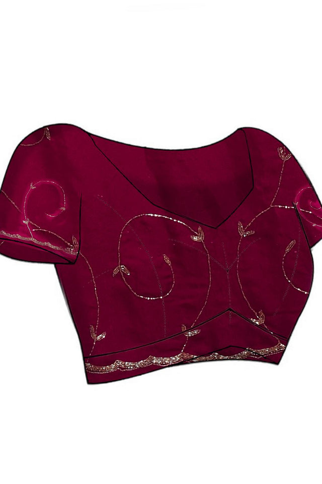 Pink Beads Embossed Tissue Saree (RDIPPO6C3812)