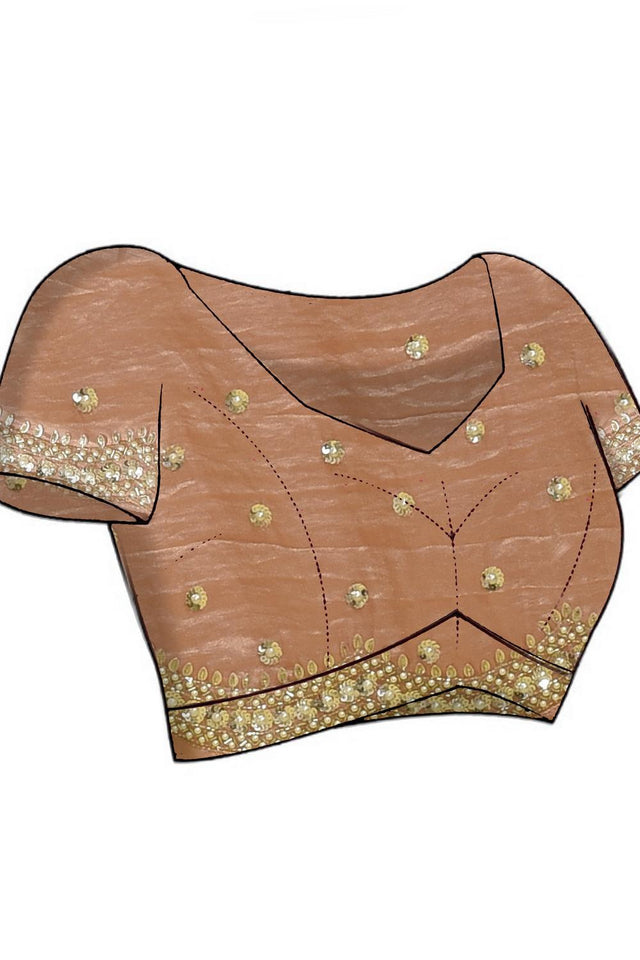 Pink Beads & Stone Embossed Tissue Saree (RDIPPZ6C3779)