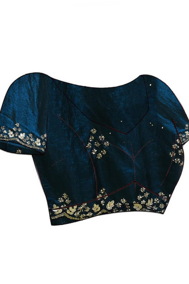 Blue Embroidered Satin Saree (RDTBBU6B3743)