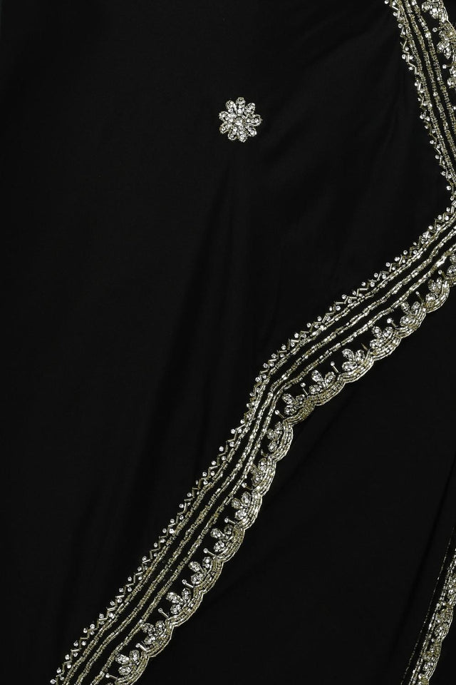 Black Beads & Stone Embossed Satin Saree (RDTLLQ6C3791)