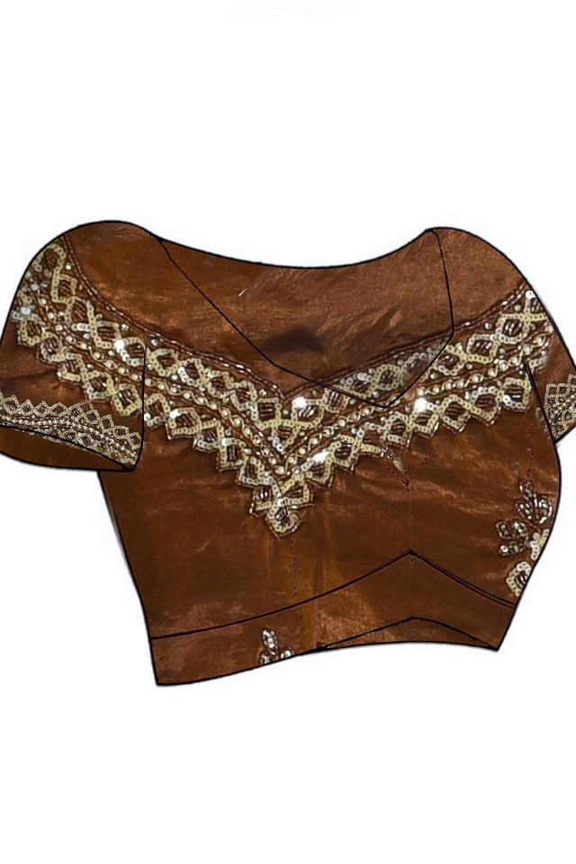 Brown Sequin with Embroidered Satin Saree (RDTNNV6B3720)