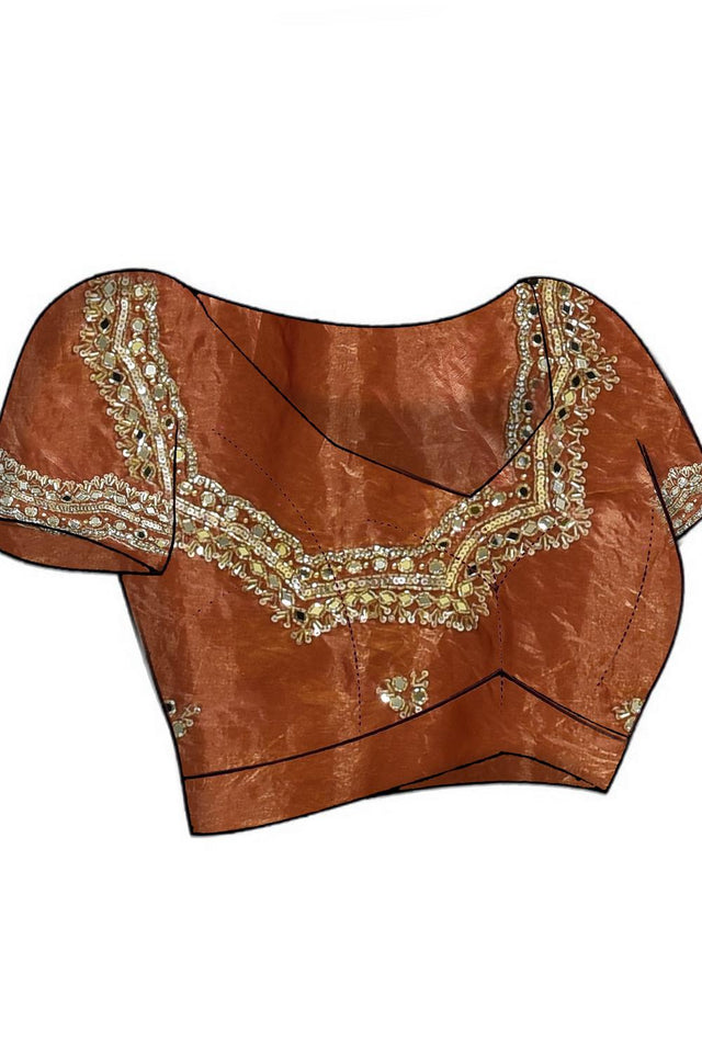 Brown Embroidered Satin Saree (RDTNNY6B3711)