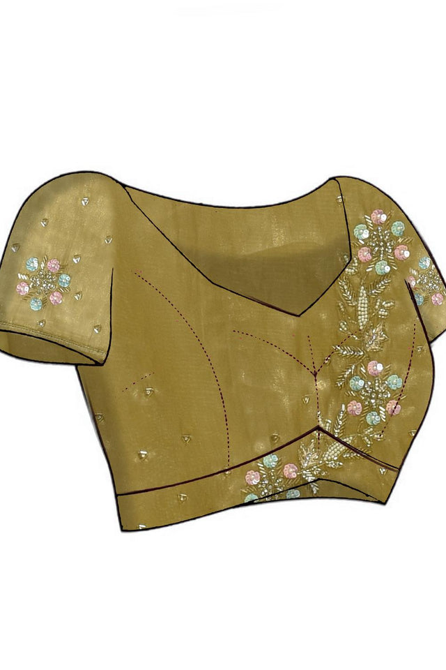 Brown Beads & Stone Embossed Satin Saree (RDTNNZ6C3761)