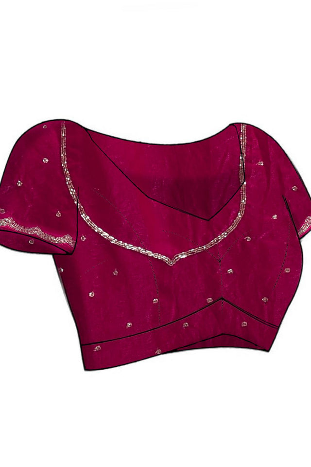 Pink Beads Embossed Satin Saree (RDTPPM6C3825)