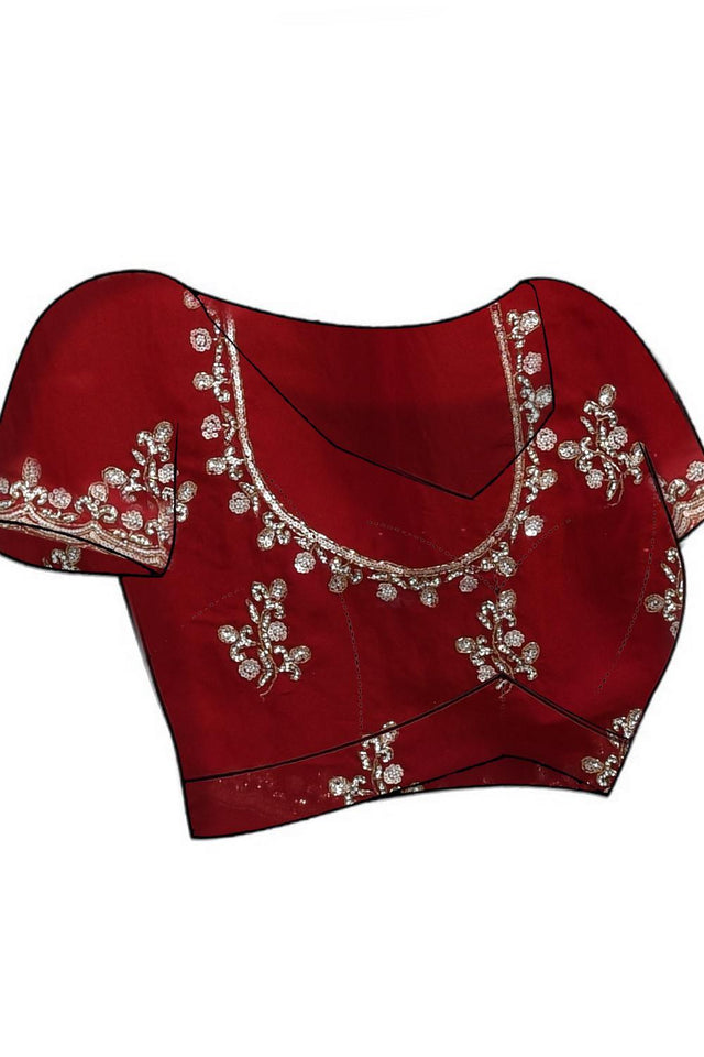 Pink Sequin & Stone Embossed Satin Saree (RDTPPV6C3818)