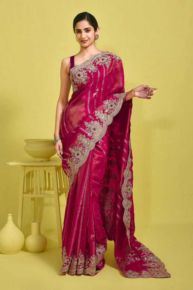 Pink Embroidered Satin Saree (RDTPPZ6B3746)