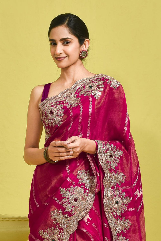 Pink Embroidered Satin Saree (RDTPPZ6B3746)