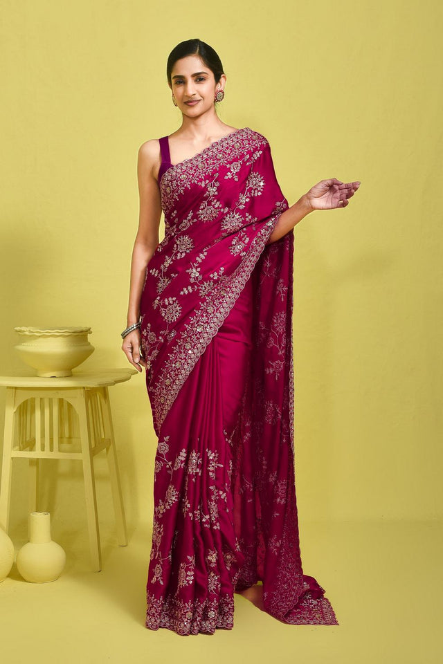 Pink Sequin with Embroidered Satin Saree (RDTPPZ6B3748)