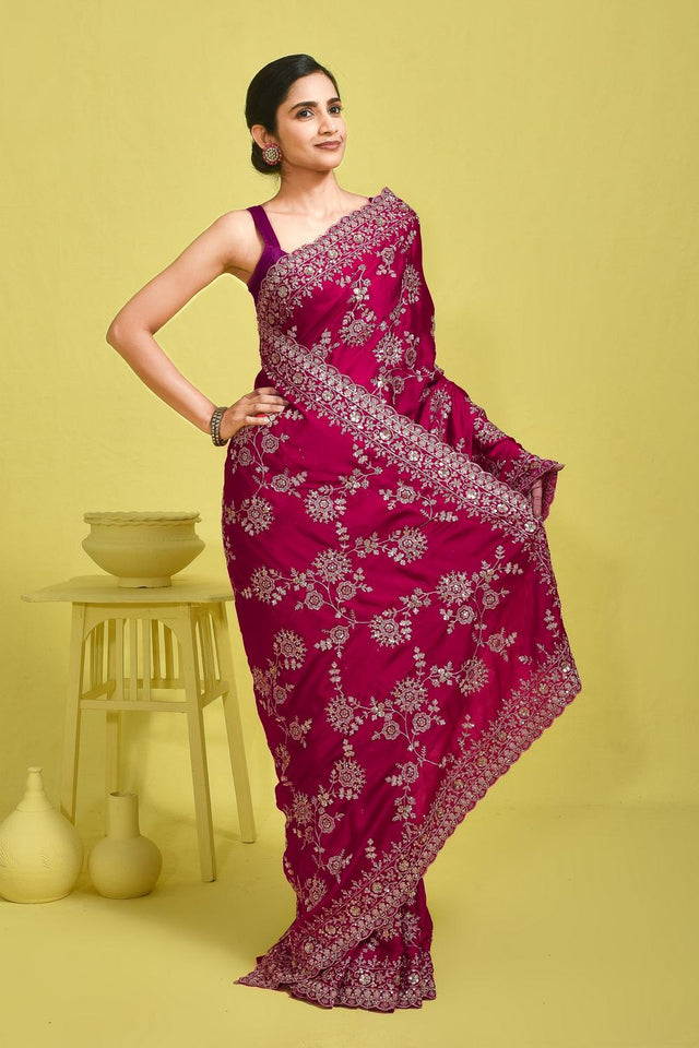 Pink Sequin with Embroidered Satin Saree (RDTPPZ6B3748)