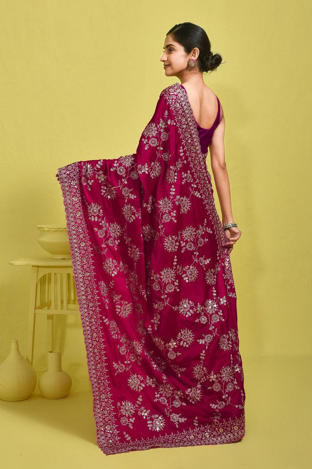 Pink Sequin with Embroidered Satin Saree (RDTPPZ6B3748)