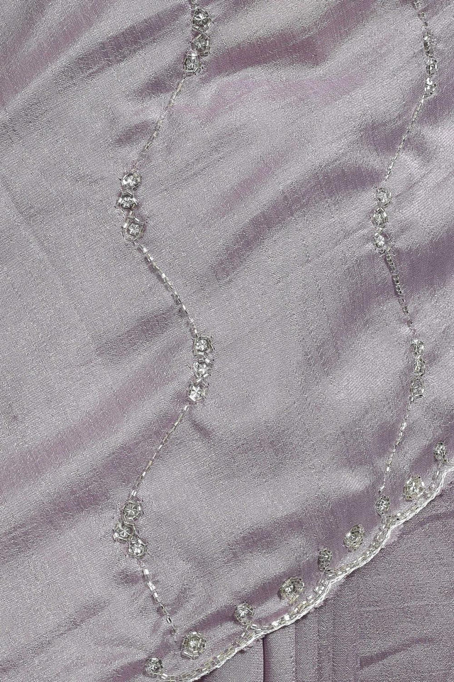 Violet Beads Embossed Satin Saree (RDTQQL6C3837)