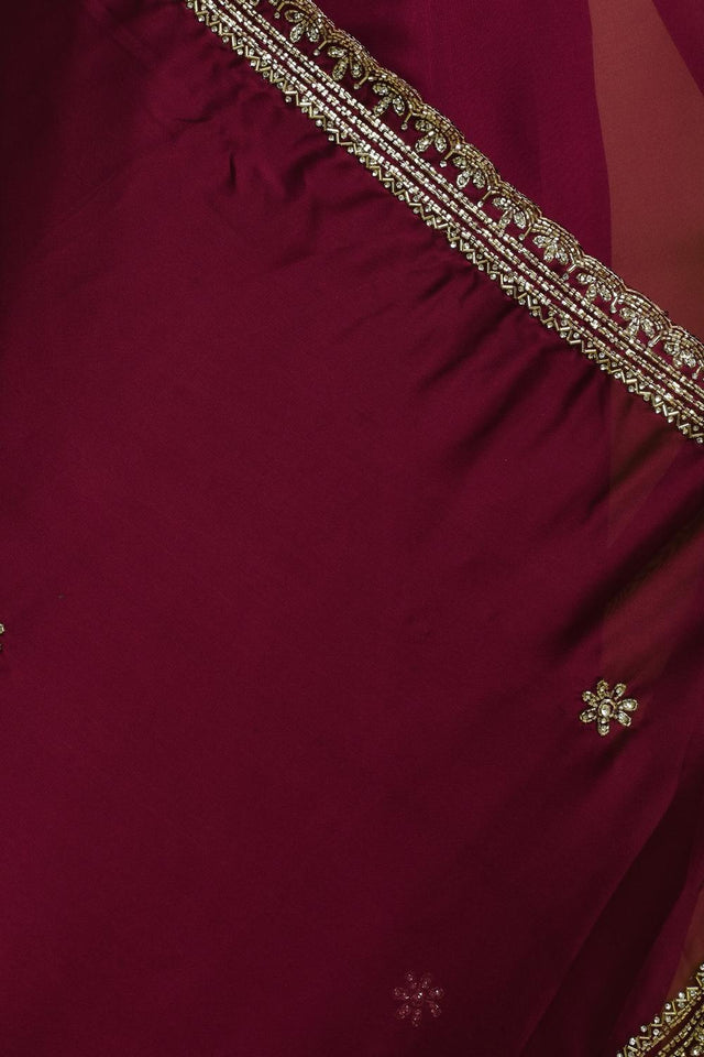 Violet Beads & Stone Embossed Satin Saree (RDTQQQ6B3745)