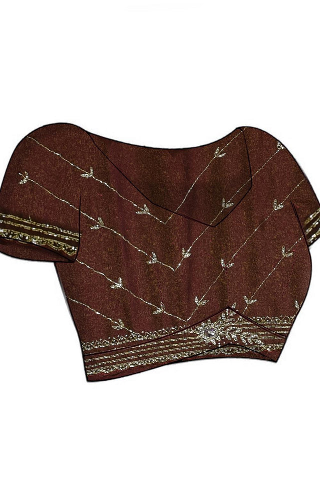 Violet Floral Embroidered Satin Saree (RDTQQT6B3712)