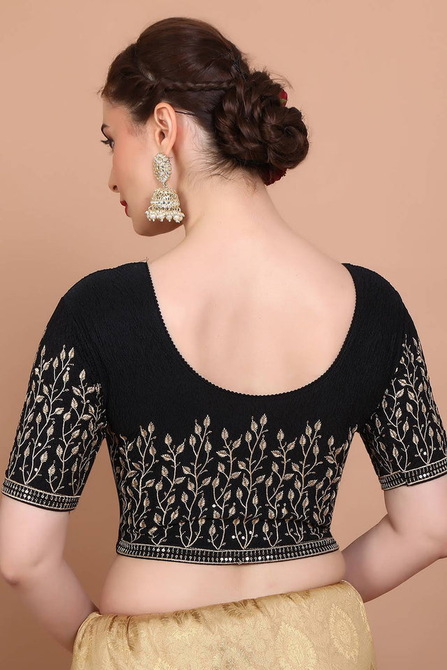 Black Embroidered Lycra Blouse