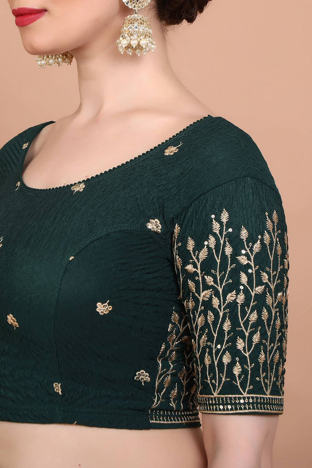 Green Embroidered Lycra Blouse