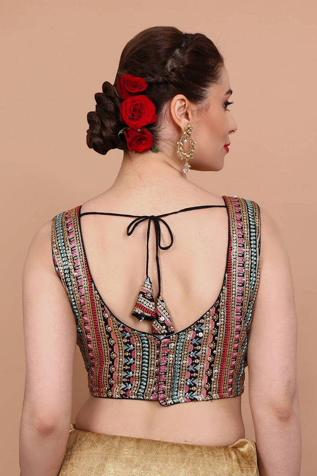 Multi Color Embroidered Georgette Blouse
