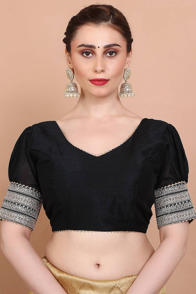 Cream Embroidered Silk Blouse