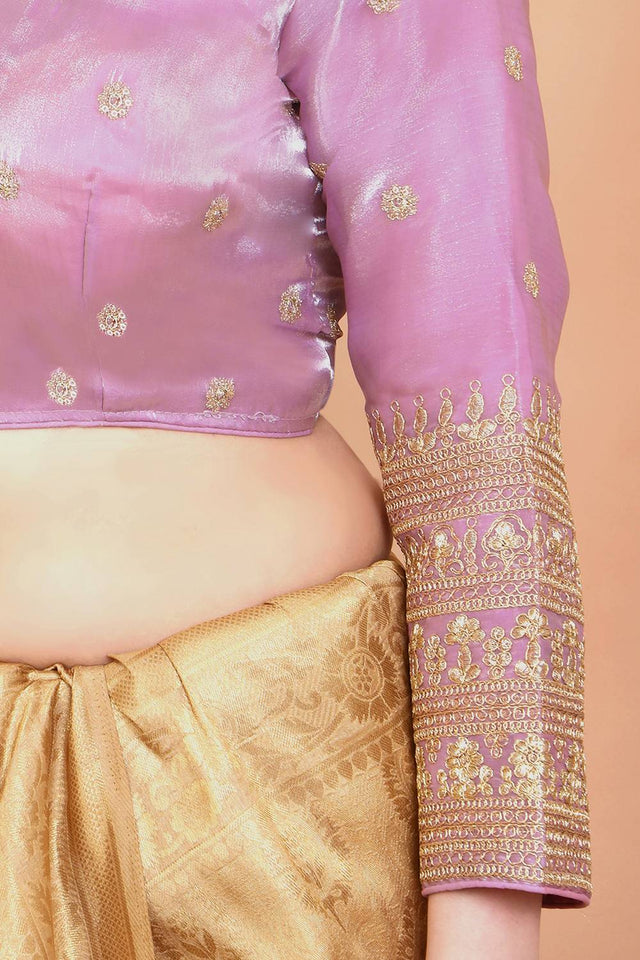 Pink Embroidered Organza Blouse