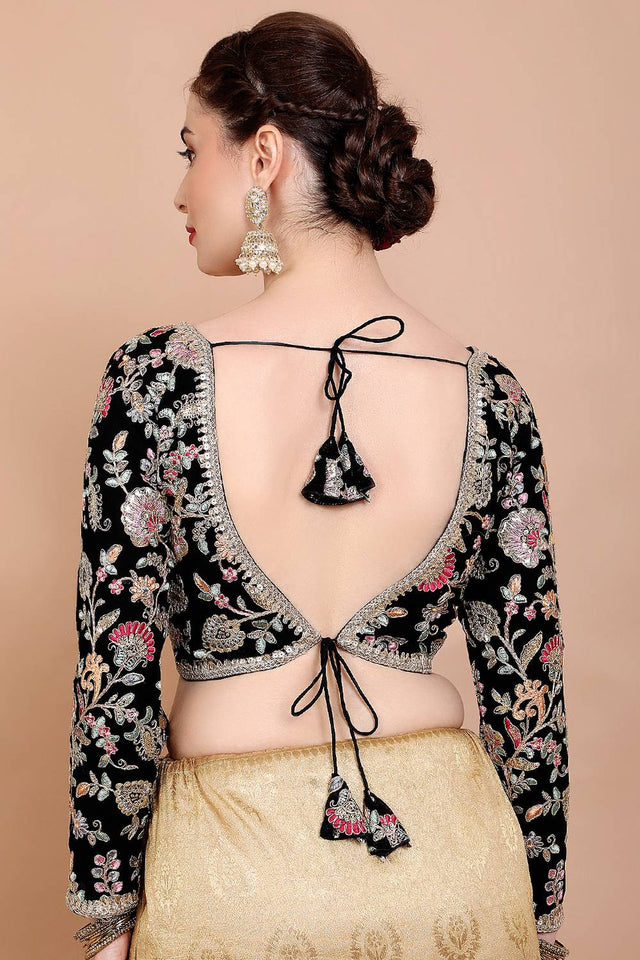 Black Embroidered Georgette Blouse