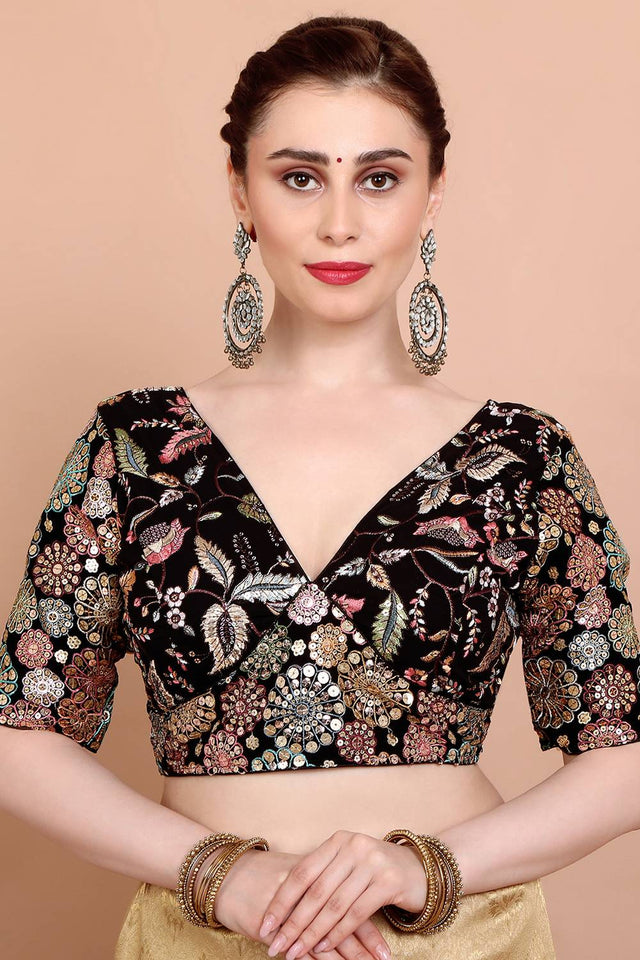 Black Embroidered Georgette Blouse