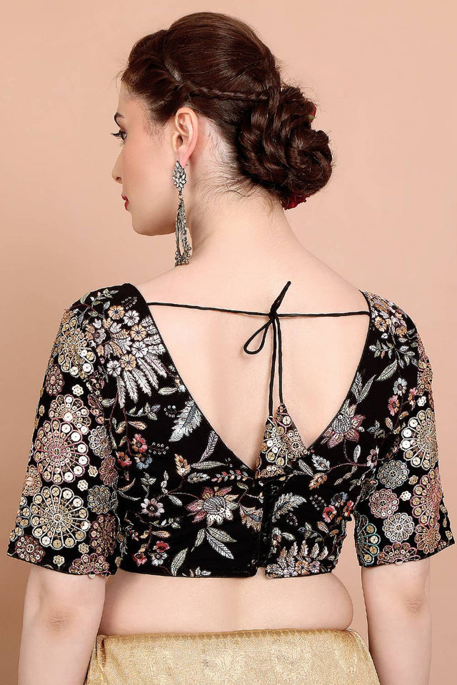 Black Embroidered Georgette Blouse