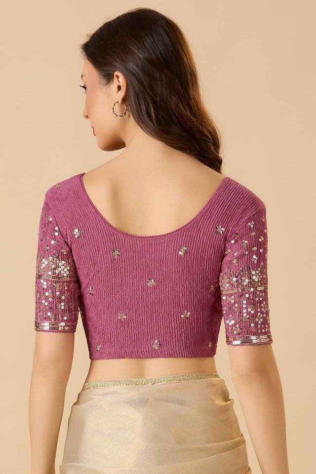 Mauve Embellished Lycra Blouse