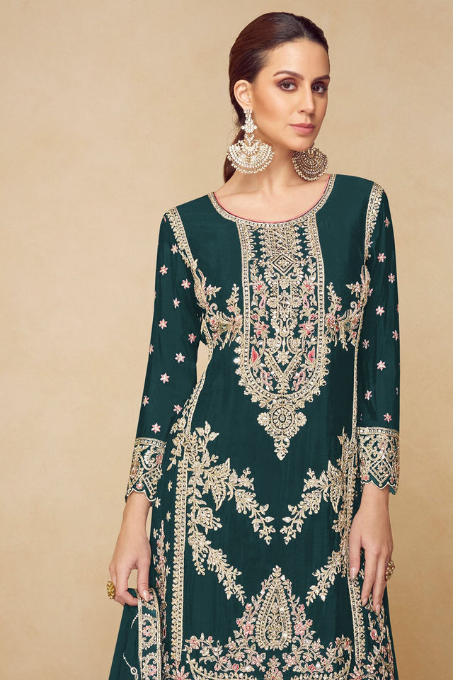 Green Embroidered Chinon Pakistani Suit (RF30479)