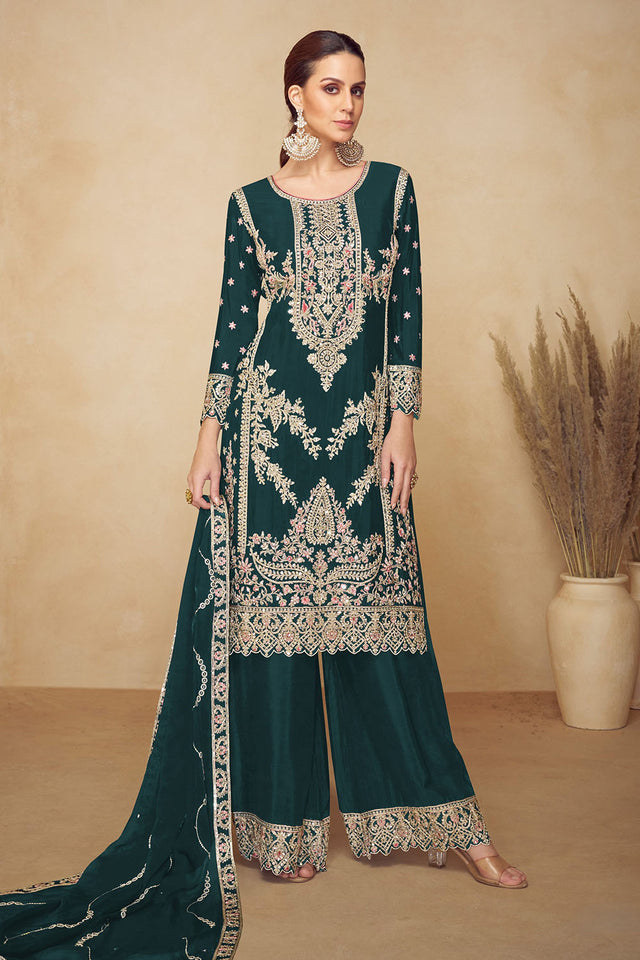 Green Embroidered Chinon Pakistani Suit (RF30479)