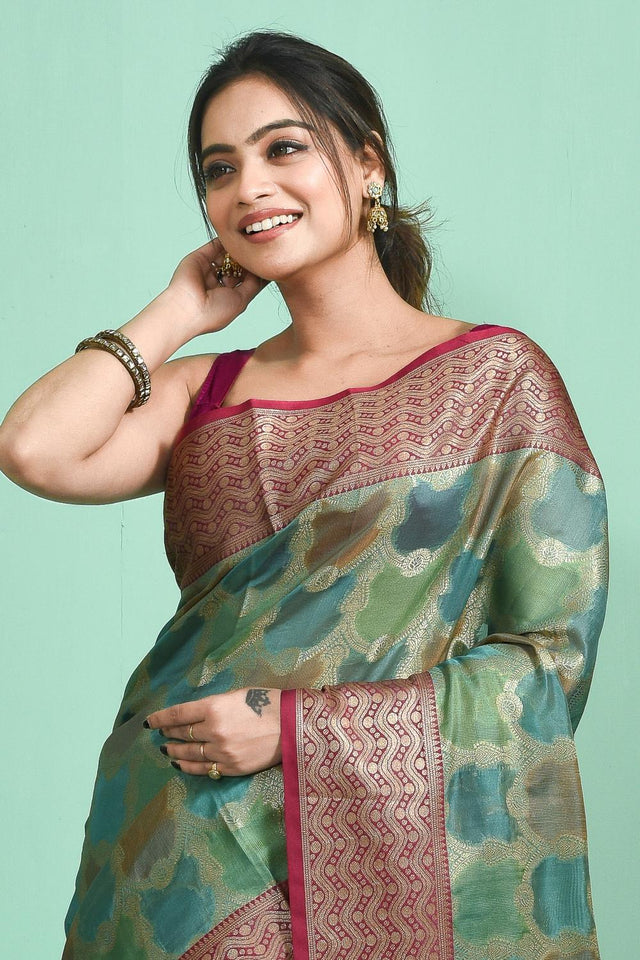 Multi-Color Woven Silk Blend Saree (ROMIIJ6C3807)