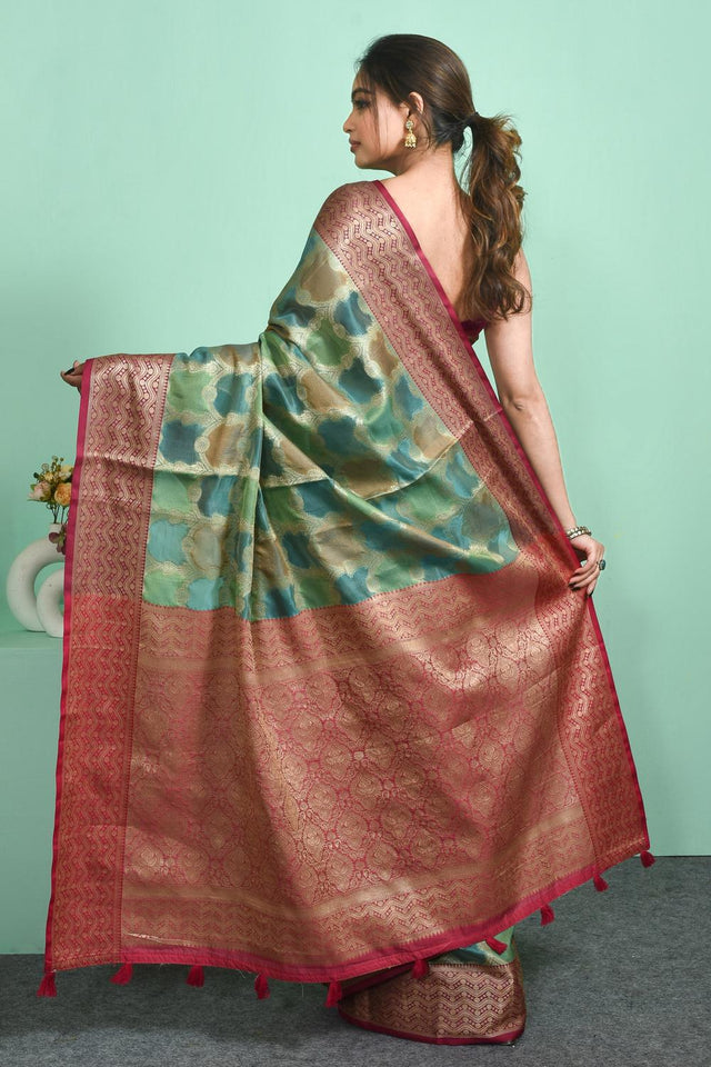 Multi-Color Woven Silk Blend Saree (ROMIIJ6C3807)