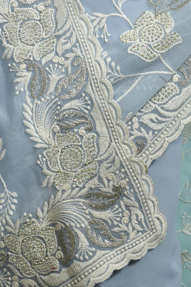 Blue Thread Work Georgette Saree (RRGBBO6C3835)