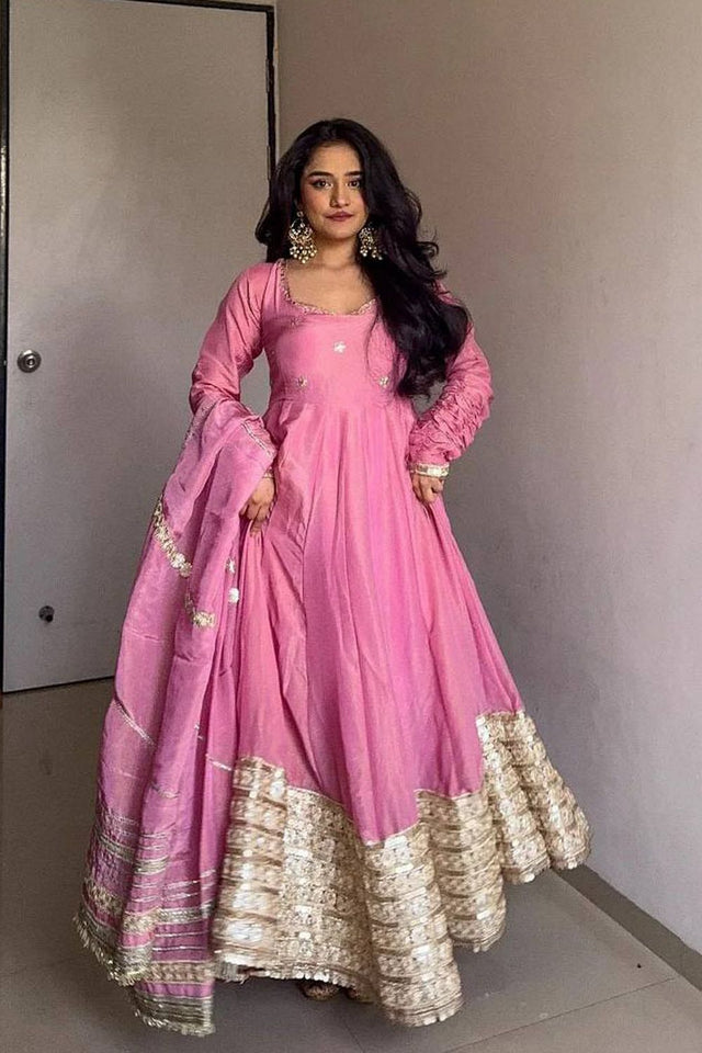 Pink Embroidered Art Silk Anarkali Suit (RT-5816-pink)