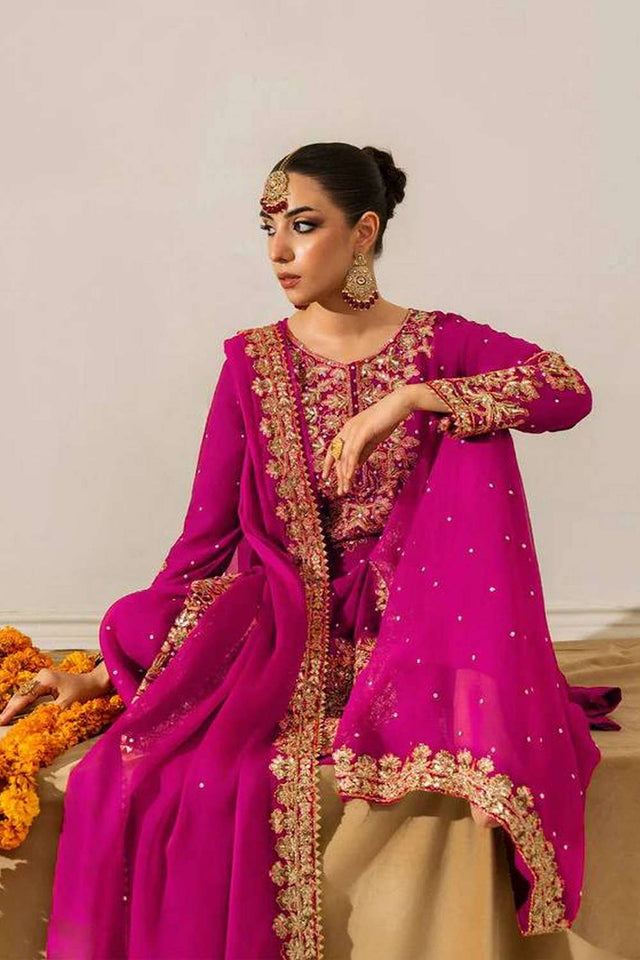 Pink Sequin Georgette Palazzo Suit Set