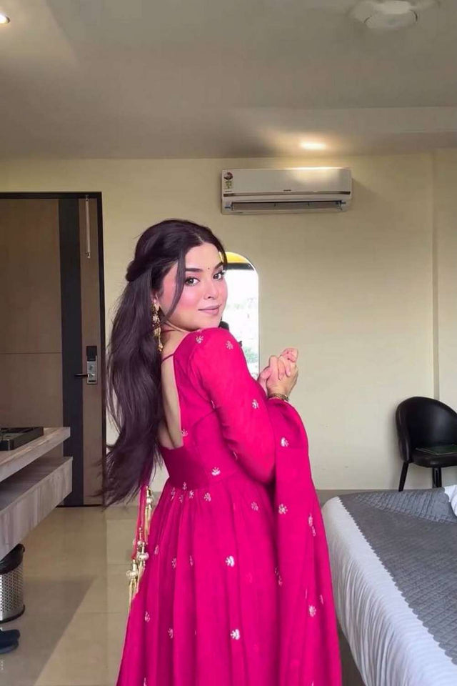 Pink Sequin Georgette Kurti Pant Set