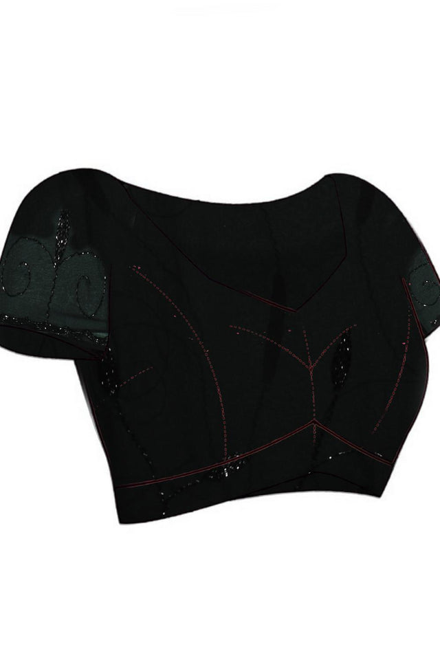 Black Beads & Stone Embossed Georgette Saree (RWGLLP6C3800)