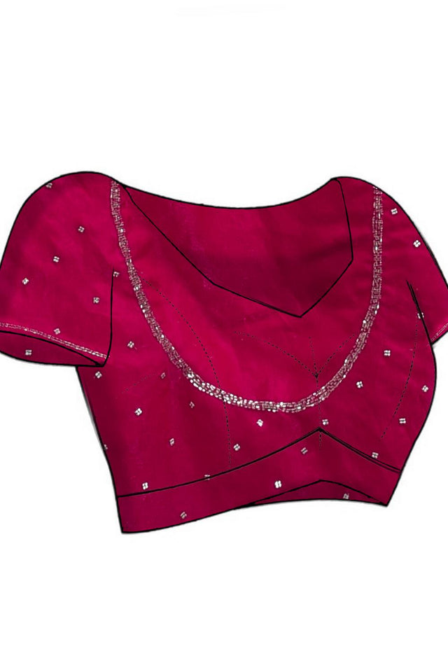Pink Beads Embossed Satin Saree (RWTPPN6C3817)