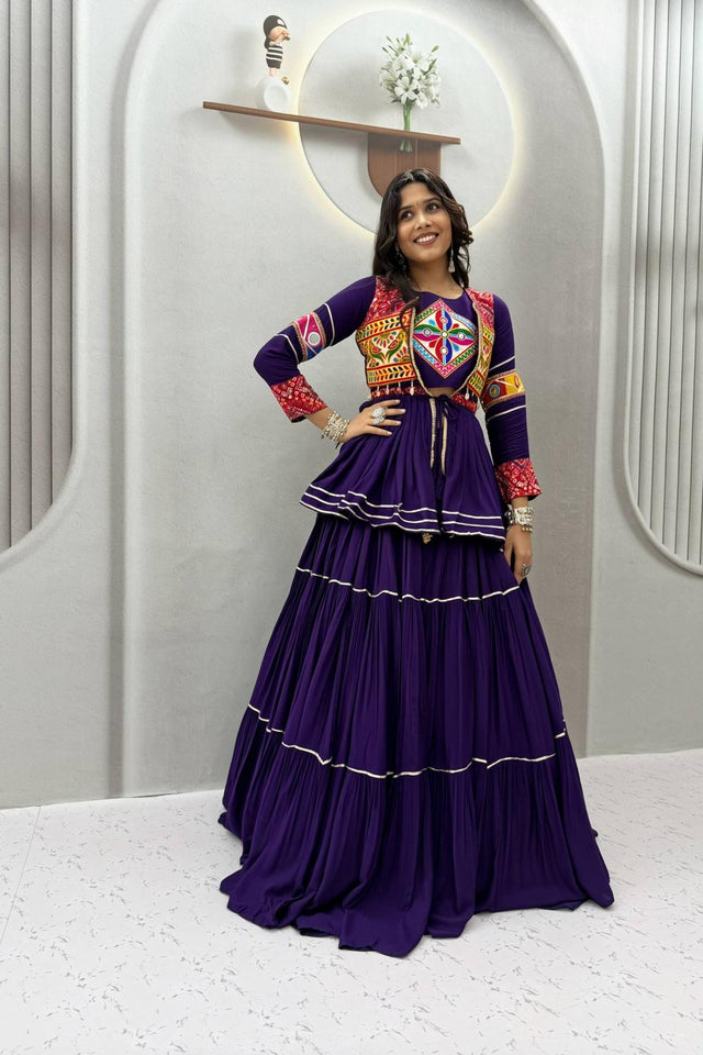 Blue Solid with Flared Cotton Lehenga (Ram -120- Blue)