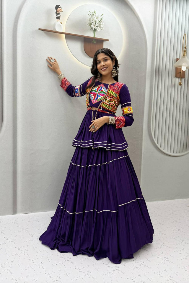 Blue Solid with Flared Cotton Lehenga (Ram -120- Blue)