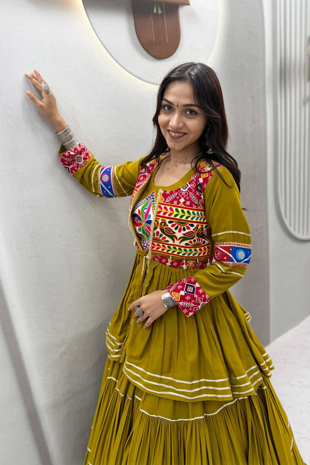 Mustard Solid with Flared Cotton Lehenga (Ram -120- Mustard)