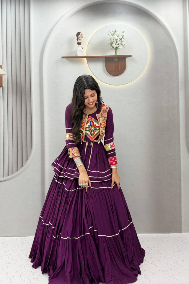 Purple Solid with Flared Cotton Lehenga (Ram -120- Purple)