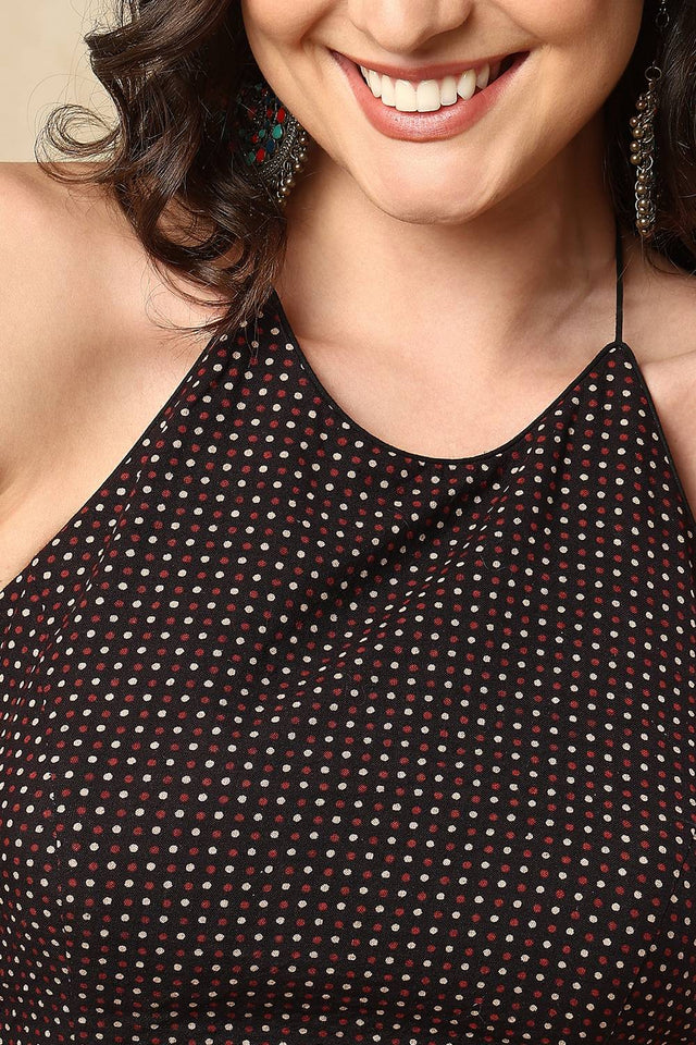 Black Printed Cotton Blouse