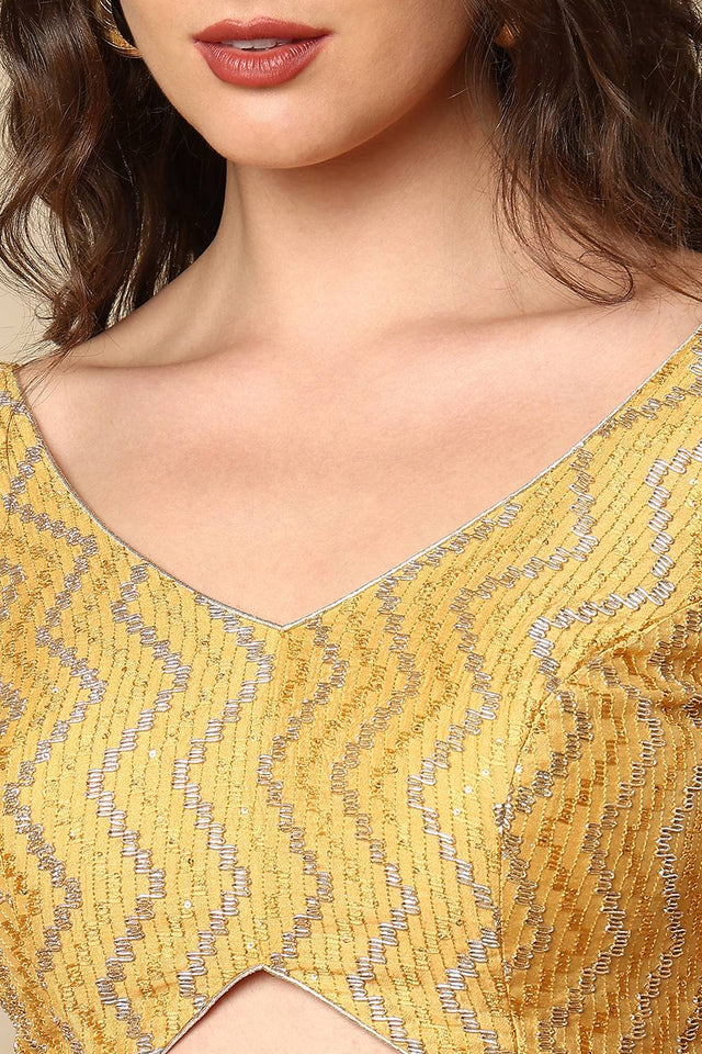 Gold Embroidered Georgette Blouse