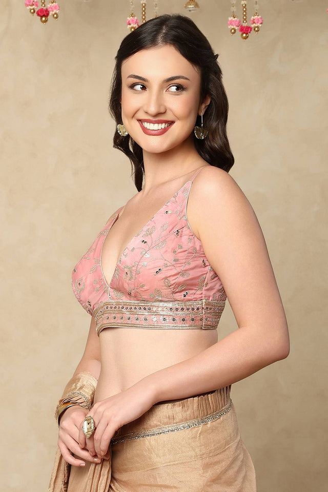 Pink Sequin Silk Blouse