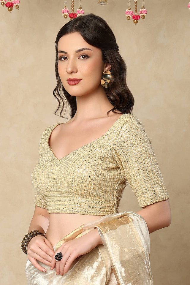 Gold Sequin Georgette Blouse